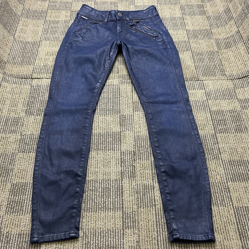 Raw by G-Star Lynn Biker Mid Skinny Size 27 Waxed Denim Jeans